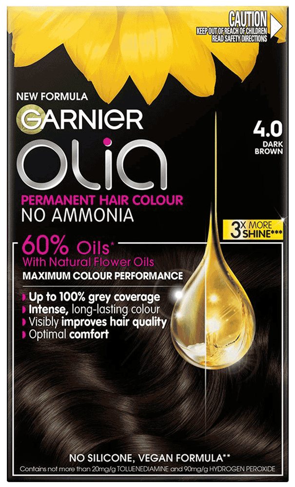 Olia Permanent Hair Colour  4 0 Dark Brown In the spotlight